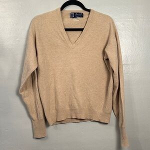 Vintage Drumohr 100% Cashmere Vneck Sweater Camel Size Large